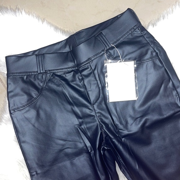 HOT! Navy Faux Leather Booty Lifting Pants - Picture 9 of 11